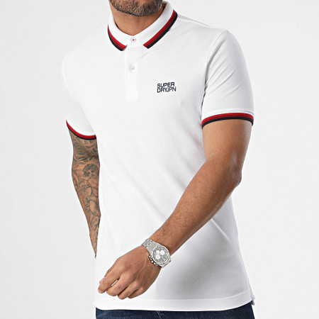 Superdry - Sportswear Relaxed Tipped Polo Manga Corta M1110387A Blanco