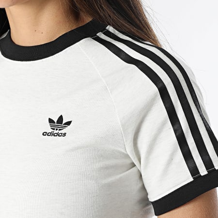 Adidas Originals - Camiseta de rayas para mujer IR8104 Blanco jaspeado