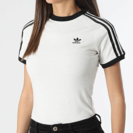 Adidas Originals - Camiseta de rayas para mujer IR8104 Blanco jaspeado