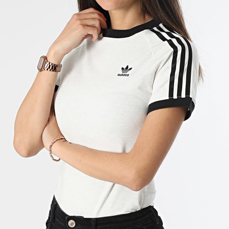 Adidas Originals - Camiseta de rayas para mujer IR8104 Blanco jaspeado