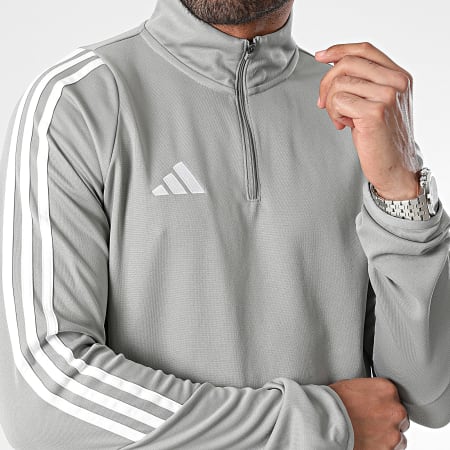 Adidas Sportswear - Tee Shirt Manches Longues Col Zippé Tiro24 IS1041 Gris