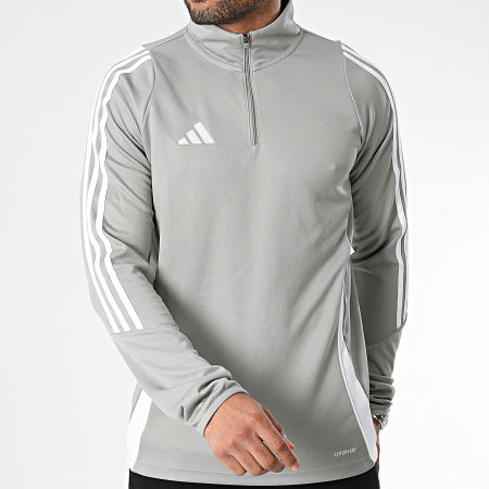 Adidas Sportswear - Maglietta manica lunga con collo a zip Tiro24 IS1041 Grigio
