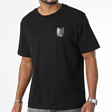 Attaque des Titans - Tee Shirt Oversize Large Survey Corps Logo Verde Negro Blanco