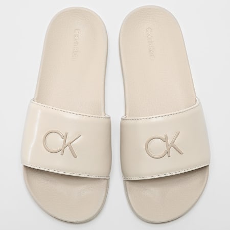 Calvin Klein - Pantofole da donna Pool Slide Relock 1509 Stony Beige