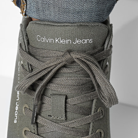 Calvin Klein - Cestini Classic Cupsole Low Leather 0976 Dusty Olive Bright White