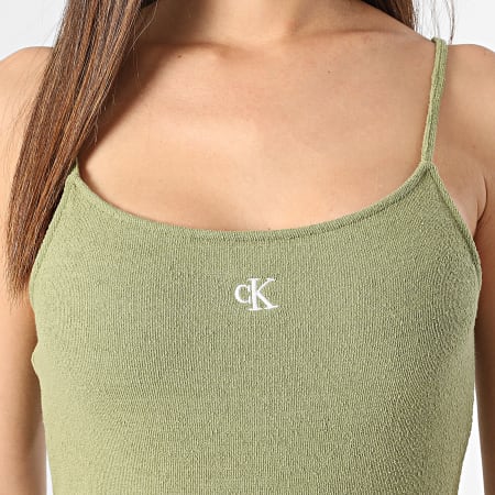 Calvin Klein - Robe Débardeur Tissu Eponge Femme 3059 Vert Kaki