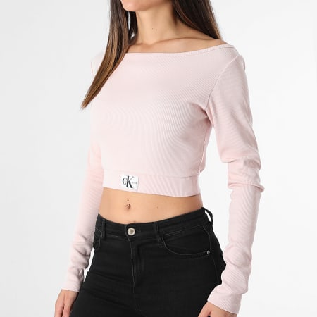 Calvin Klein - Crop Top donna a maniche lunghe 3355 Rosa