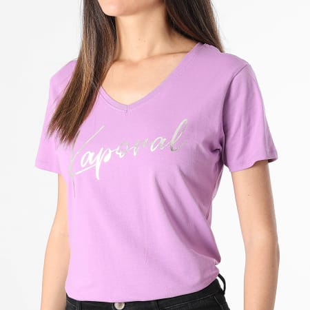 Kaporal - Camiseta esencial de mujer con cuello en V FRANW11 Morado