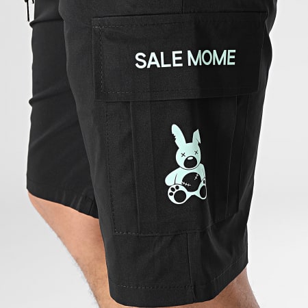 Sale Môme Paris - Pantaloncini Cargo con coniglio nero verde menta