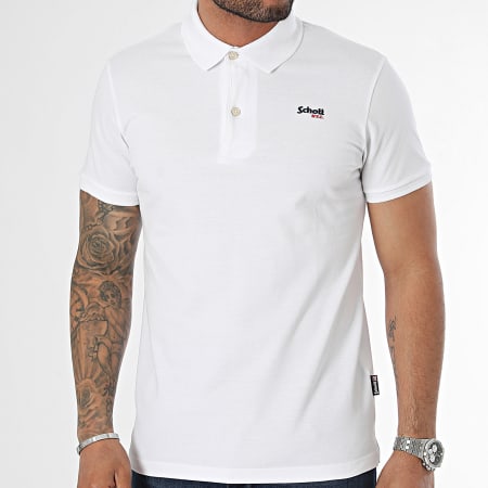 Schott NYC - Polo Manches Courtes James 3 Blanc
