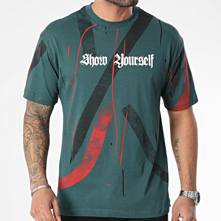 Classic Series - Tee Shirt Oversize Vert Foncé Noir Rouge