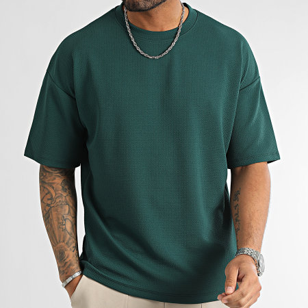 LBO - Juego De 2 Camiseta Texturizada Waffle Grande 1089 Blanco Verde Botella