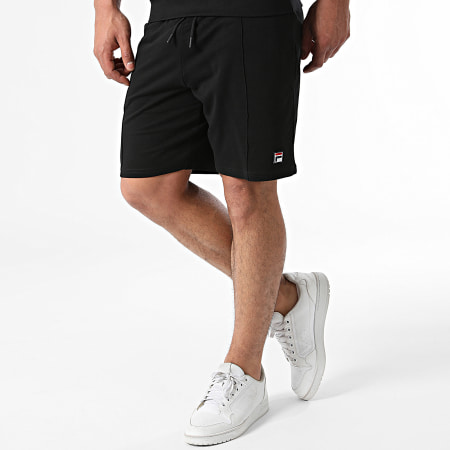 Fila - Conjunto de polo de manga corta y pantalón corto de jogging FPS1178 Negro