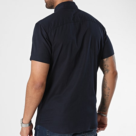 Jack And Jones - Camisa de manga corta de lino azul marino