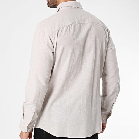 Jack And Jones - Camisa de manga larga de lino beige