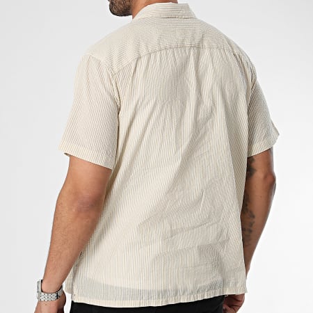 Jack And Jones - Chemise Manches Courtes Rayures Easter Palma Beige Blanc