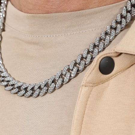 LBO - Collana a maglie con strass cubani d'argento da 13 mm