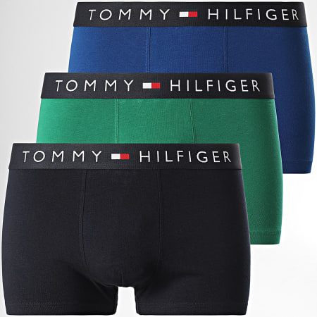 Tommy Hilfiger - Lot De 3 Boxers Trunk 3180 Bleu Foncé Bleu Marine Vert