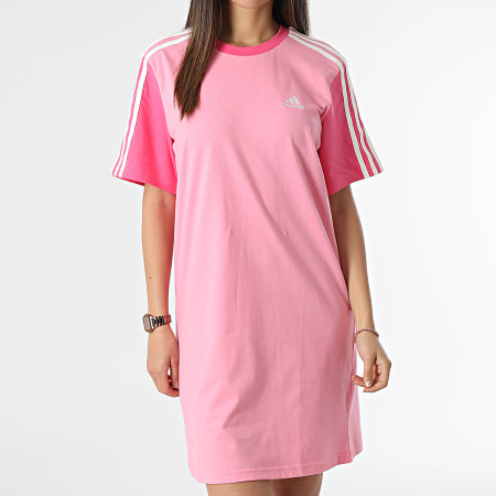 Adidas Sportswear - Abito donna a righe IR6055 Rosa