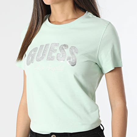 Guess - Tee Shirt Femme W4GI31 Vert Argenté