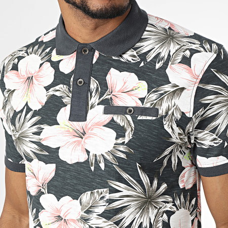 Petrol Industries - Polo Manches Courtes POL908 Gris Anthracite Floral