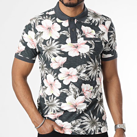 Petrol Industries - Polo Manches Courtes POL908 Gris Anthracite Floral