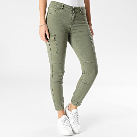 Only - Pantalones cargo skinny verde caqui de mujer Missouri