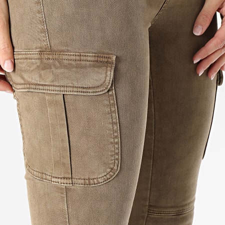 Only - Pantalon Cargo Skinny Femme Missouri Marron