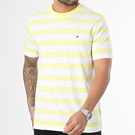 Tommy Hilfiger - Tee Shirt Stripes Slub Cotton 5205 Blanco Amarillo