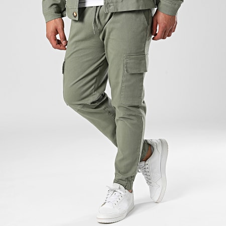 Aarhon - Conjunto de sobrecamisa y pantalón cargo verde caqui