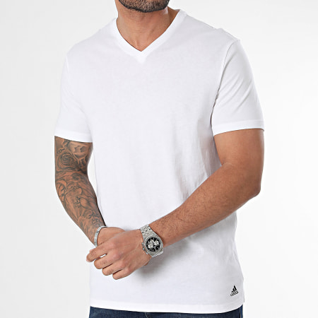 Adidas Sportswear - Set di 3 magliette con scollo a V 4A1M05 Bianco
