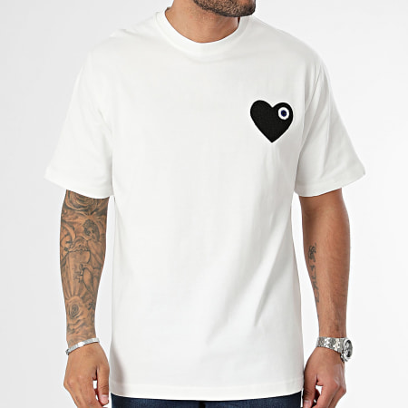 ADJ - Tee Shirt Oversize Large Coeur Chic Blanco Negro