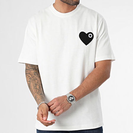 ADJ - Tee Shirt Oversize Large Coeur Chic Blanc Noir