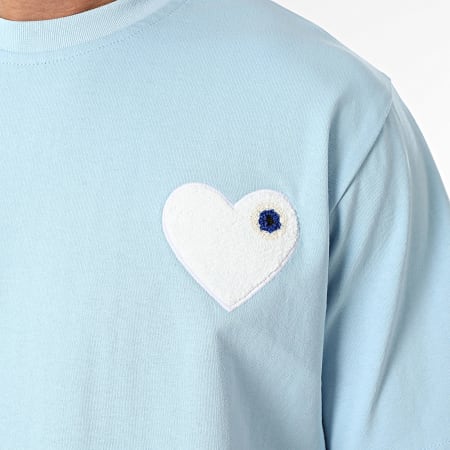 ADJ - Tee Shirt Oversize Large Coeur Chic Azul Claro Blanco