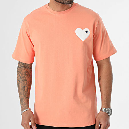 ADJ - Tee Shirt Oversized Groot Coeur Chic Oranje Wit