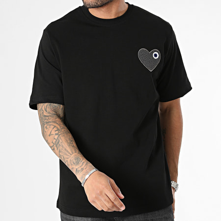 ADJ - Tee Shirt Oversize Large Coeur Chic Negro Gris