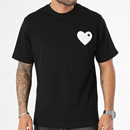 ADJ - Tee Shirt Oversize Large Coeur Chic Negro Blanco