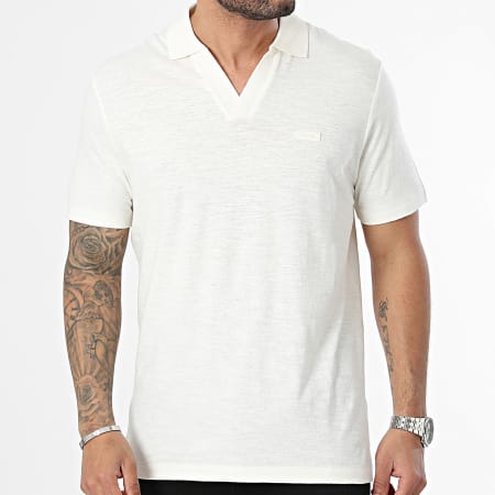 Calvin Klein - Tee Shirt Cotone Lino Aperto 2959 Beige chiaro
