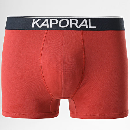 Kaporal - Set di 3 boxer neri, verde cachi, rosso mattone, quad...