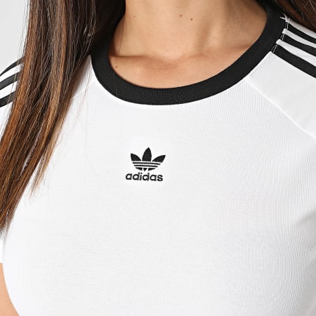 Adidas Originals - Camiseta de rayas para mujer Baby IP0662 Blanco Negro