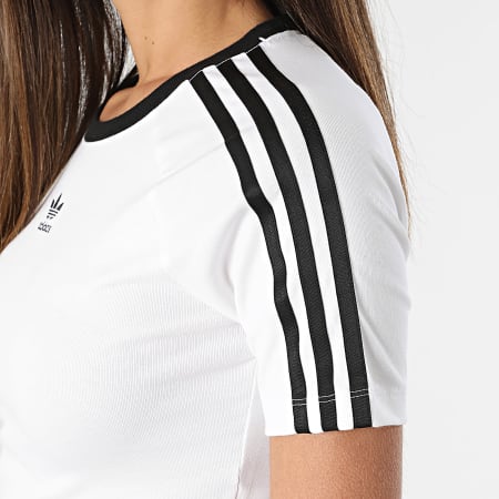 Adidas Originals - Tee Shirt Crop Femme A Bandes Baby IP0662 Blanc Noir
