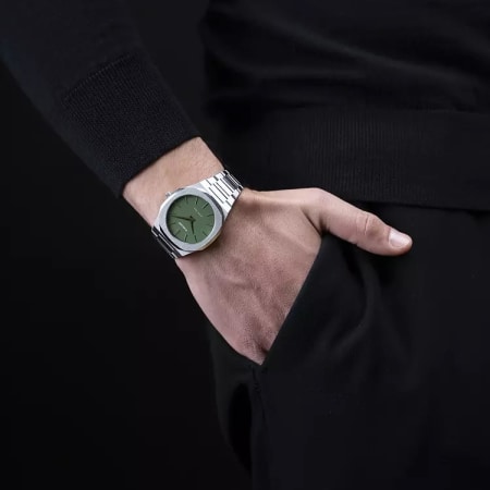 D1 Milano - Reloj Verde Caqui Plata Musgo