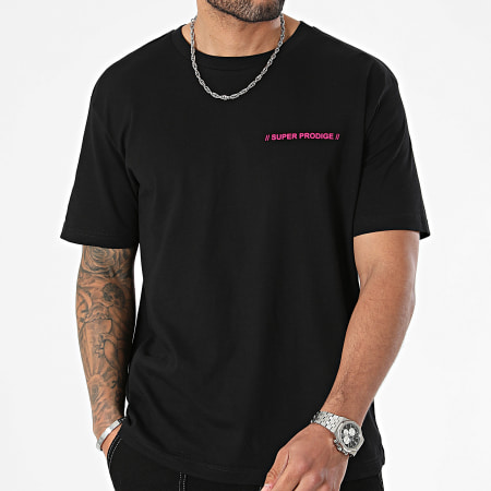 Super Prodige - Tee Shirt Oversize Large MMA Full Rose Fluo Noir