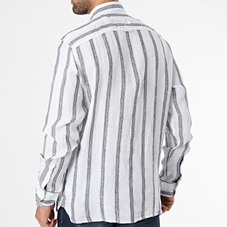 Tommy Hilfiger - Camicia a maniche lunghe in lino a righe triple 4612 bianco grigio