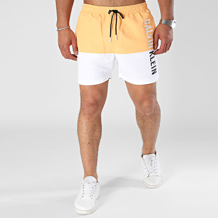 Calvin Klein - Pantalones cortos de baño con cordón 0994 Naranja Blanco