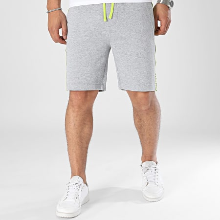 HUGO - Pantalones cortos deportivos a rayas con logotipo 50496996 Heather Grey