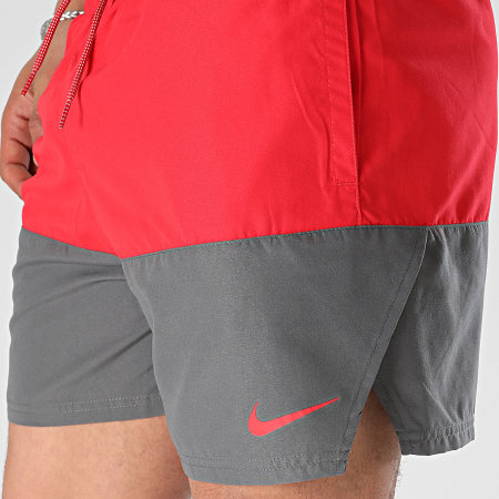 Nike - Short De Bain Nessb 451 Rouge Gris Anthracite