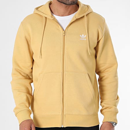 Adidas Originals - IR7834 Chaqueta con capucha y cremallera mostaza amarilla