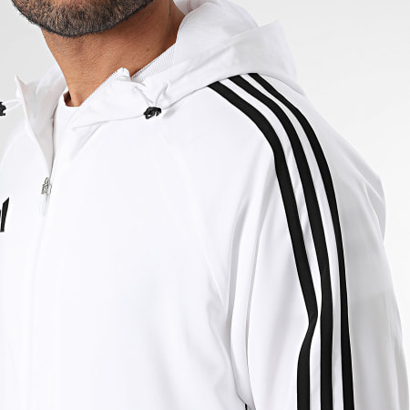 Adidas Performance - Tiro24 IM8808 Chaqueta con cremallera y capucha a rayas blancas y negras