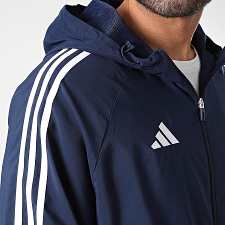 Adidas Sportswear - Tiro24 IM8812 Giacca con zip con cappuccio blu navy e bianco con strisce